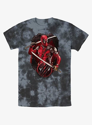 Marvel Deadpool & Wolverine Pose Badge Tie-Dye T-Shirt