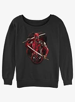 Marvel Deadpool & Wolverine Pose Badge Womens Slouchy Sweatshirt