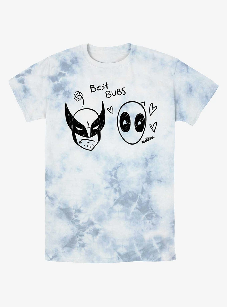 Marvel Deadpool & Wolverine Best Bubs Scribbles Tie-Dye T-Shirt