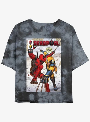 Marvel Deadpool & Wolverine Best Friends Comic Womens Tie-Dye Crop T-Shirt