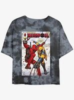 Marvel Deadpool & Wolverine Best Friends Comic Womens Tie-Dye Crop T-Shirt