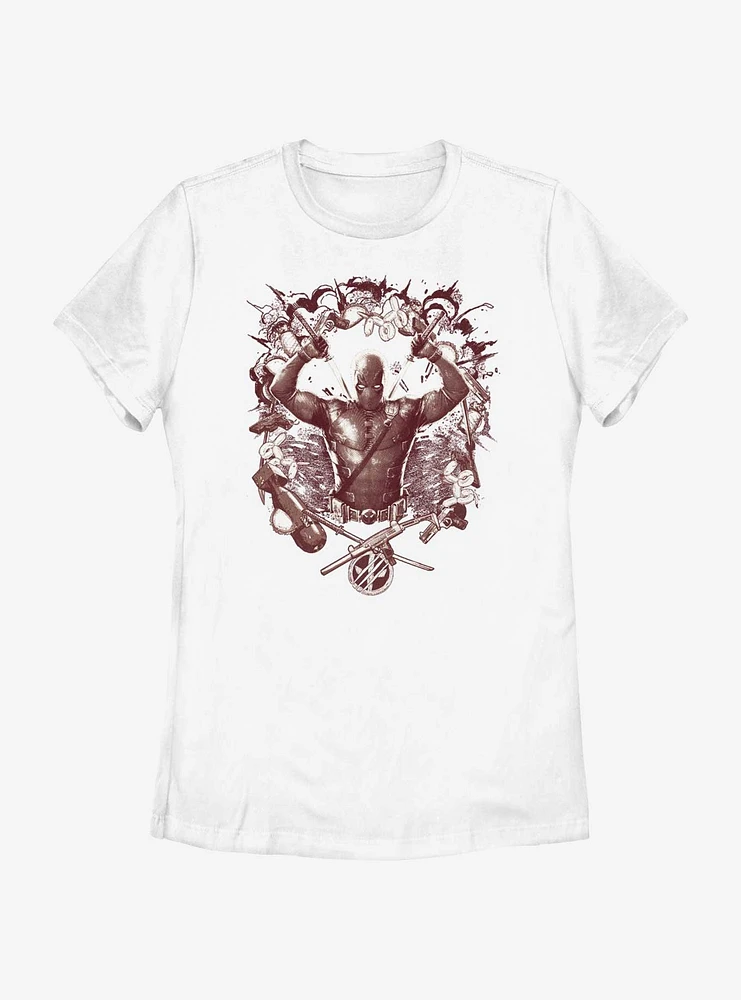 Marvel Deadpool & Wolverine Weapons Explosion Womens T-Shirt