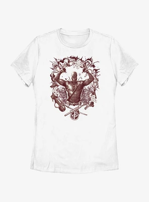 Marvel Deadpool & Wolverine Weapons Explosion Womens T-Shirt