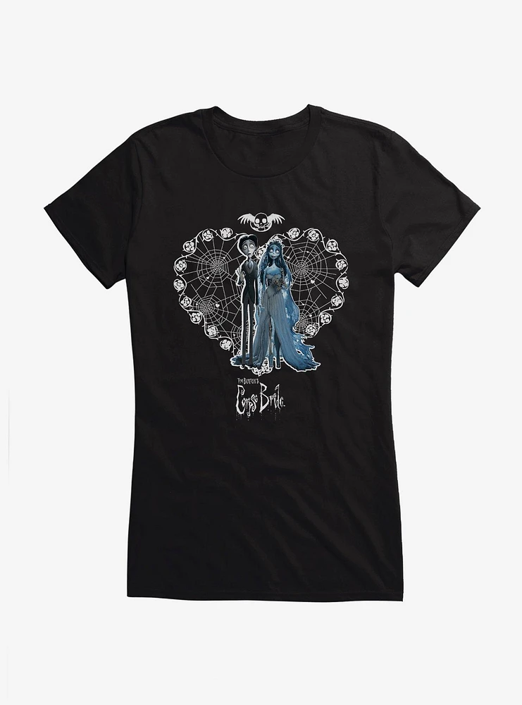 Corpse Bride Spiderweb Heart Portrait Girls T-Shirt