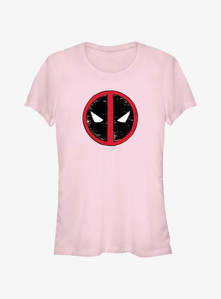 Marvel Deadpool & Wolverine Evil Eye Sketch Logo Girls T-Shirt