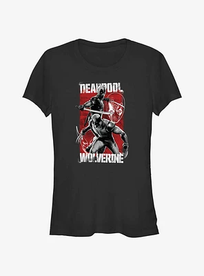 Marvel Deadpool & Wolverine Red Yellow Black Girls T-Shirt