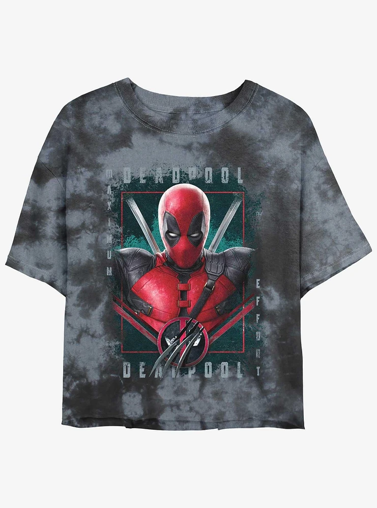 Marvel Deadpool & Wolverine Pool Port Girls Tie-Dye Crop T-Shirt Hot Topic Web Exclusive