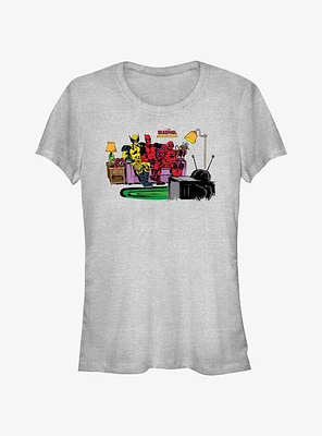 Marvel Deadpool & Wolverine Watching TV Girls T-Shirt