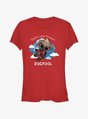 Marvel Deadpool & Wolverine Dogpool Smells Like Trouble Girls T-Shirt