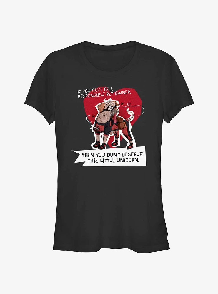 Marvel Deadpool & Wolverine Dogpool Little Unicorn Girls T-Shirt