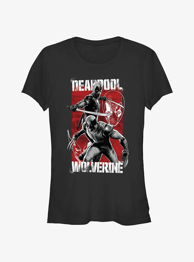 Marvel Deadpool & Wolverine Hero Portrait Girls T-Shirt