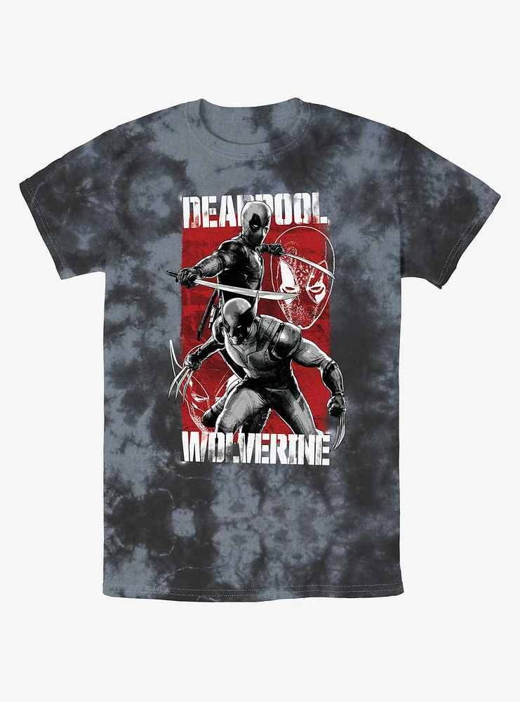 Marvel Deadpool & Wolverine Hero Portrait Tie-Dye T-Shirt