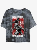 Marvel Deadpool & Wolverine Hero Portrait Girls Tie-Dye Crop T-Shirt