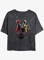 Marvel Deadpool & Wolverine X Force Pair Girls Mineral Wash Crop T-Shirt