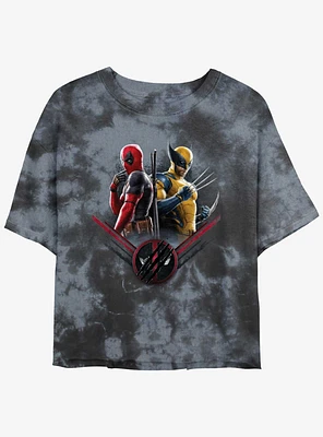 Marvel Deadpool & Wolverine X Force Pair Girls Tie-Dye Crop T-Shirt