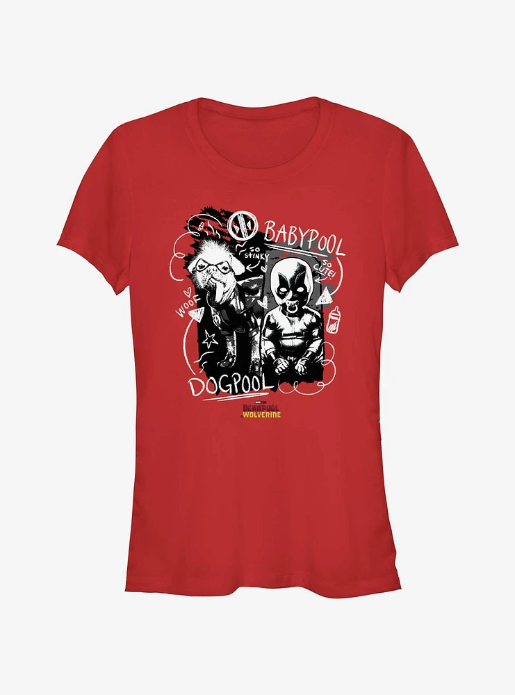 Marvel Deadpool & Wolverine Babypool And Dogpool Girls T-Shirt