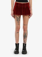 Red Velvet Pleated Micro Skort