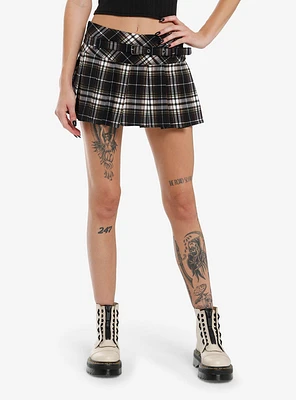 Black & Brown Plaid Pleated Skort