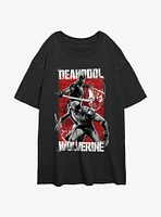 Marvel Deadpool & Wolverine Hero Portrait Girls Oversized T-Shirt