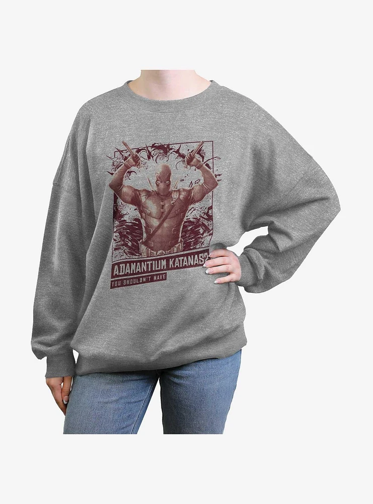 Marvel Deadpool & Wolverine Adamantium Katanas Girls Oversized Sweatshirt