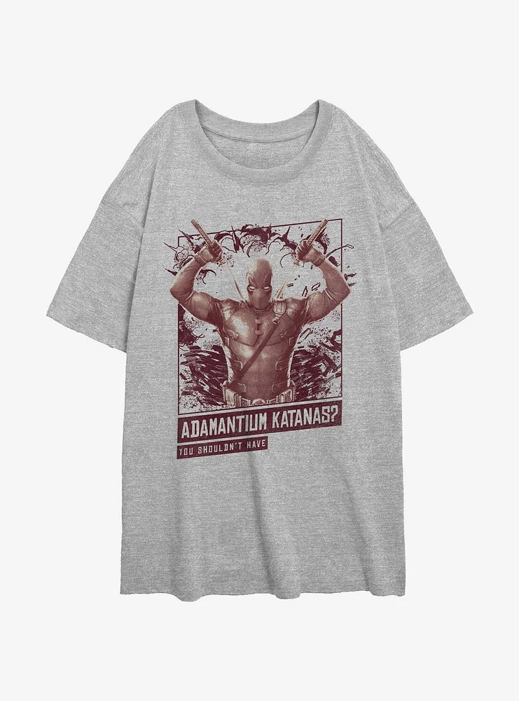 Marvel Deadpool & Wolverine Adamantium Katanas Girls Oversized T-Shirt