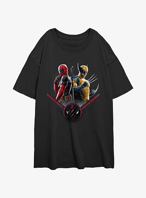 Marvel Deadpool & Wolverine X Force Pair Girls Oversized T-Shirt