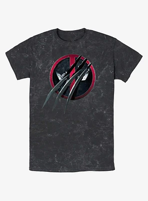 Marvel Deadpool & Wolverine Clawed Pool Mineral Wash T-Shirt