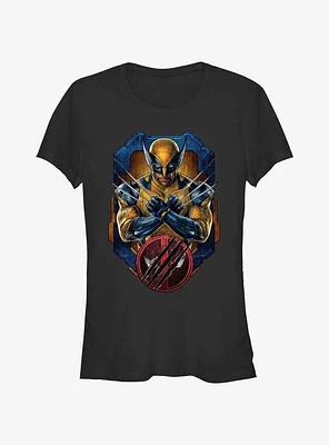 Marvel Deadpool & Wolverine Pose Badge Girls T-Shirt