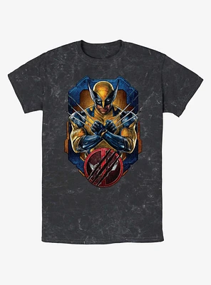 Marvel Deadpool & Wolverine Pose Badge Mineral Wash T-Shirt