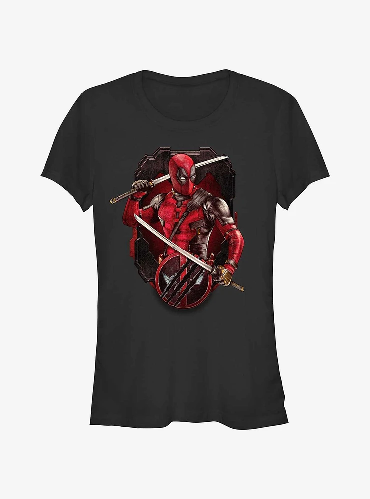 Marvel Deadpool & Wolverine Pose Badge Girls T-Shirt