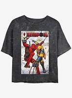 Marvel Deadpool & Wolverine Best Friends Comic Girls Mineral Wash Crop T-Shirt