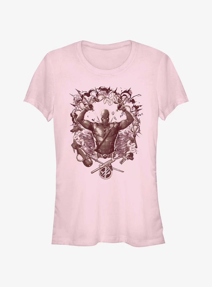 Marvel Deadpool & Wolverine Weapons Explosion Girls T-Shirt