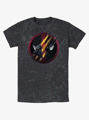 Marvel Deadpool & Wolverine Clawing Through Mineral Wash T-Shirt