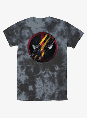 Marvel Deadpool & Wolverine Clawing Through Tie-Dye T-Shirt