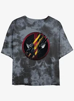 Marvel Deadpool & Wolverine Clawing Through Girls Tie-Dye Crop T-Shirt