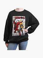 Marvel Deadpool & Wolverine Best Friends Comic Girls Oversized Sweatshirt