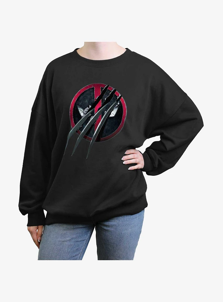 Marvel Deadpool & Wolverine Clawed Pool Girls Oversized Sweatshirt