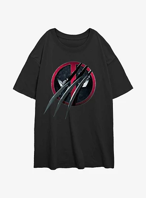 Marvel Deadpool & Wolverine Clawed Pool Girls Oversized T-Shirt