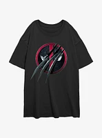 Marvel Deadpool & Wolverine Clawed Pool Girls Oversized T-Shirt