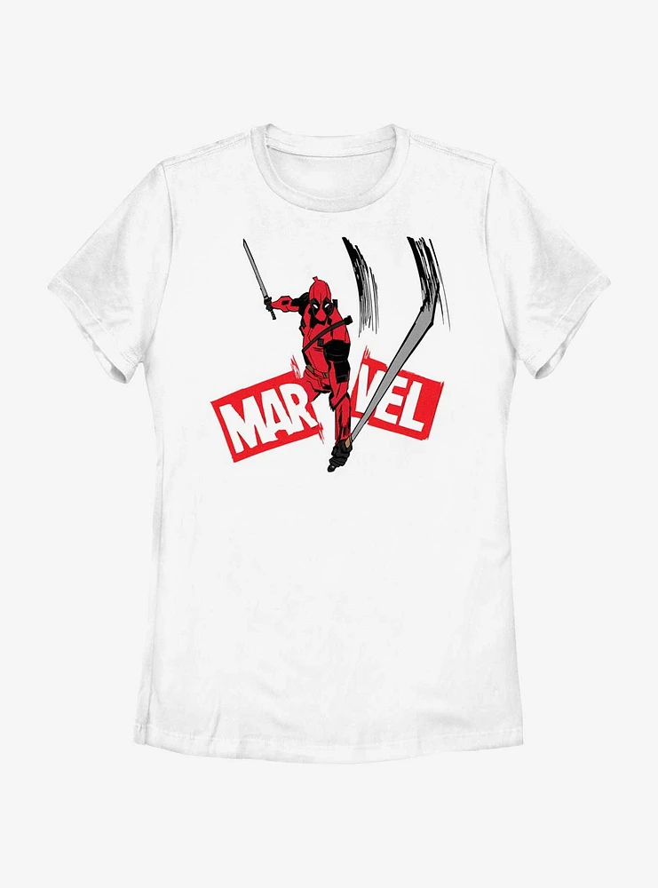 Marvel Deadpool & Wolverine Logo Slash Womens T-Shirt