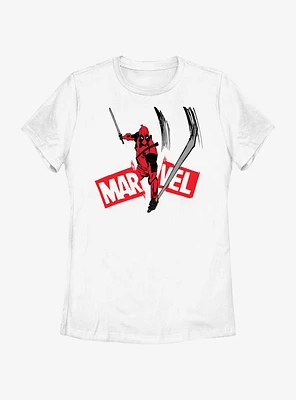 Marvel Deadpool & Wolverine Logo Slash Womens T-Shirt