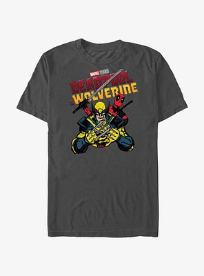 Marvel Deadpool & Wolverine Cross Slash Fight T-Shirt