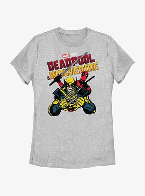 Marvel Deadpool & Wolverine Cross Slash Fight Womens T-Shirt