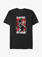 Marvel Deadpool & Wolverine Red Yellow Black T-Shirt