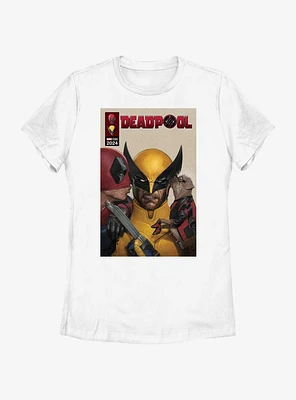 Marvel Deadpool & Wolverine Kissing Poster Womens T-Shirt