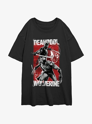 Marvel Deadpool & Wolverine Hero Portrait Womens Oversized T-Shirt