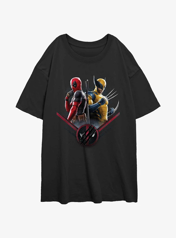 Marvel Deadpool & Wolverine X Force Pair Womens Oversized T-Shirt