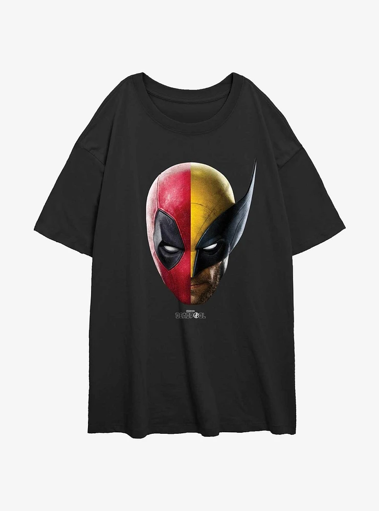 Marvel Deadpool & Wolverine Half Portrait Womens Oversized T-Shirt