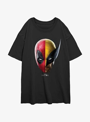 Marvel Deadpool & Wolverine Half Portrait Womens Oversized T-Shirt