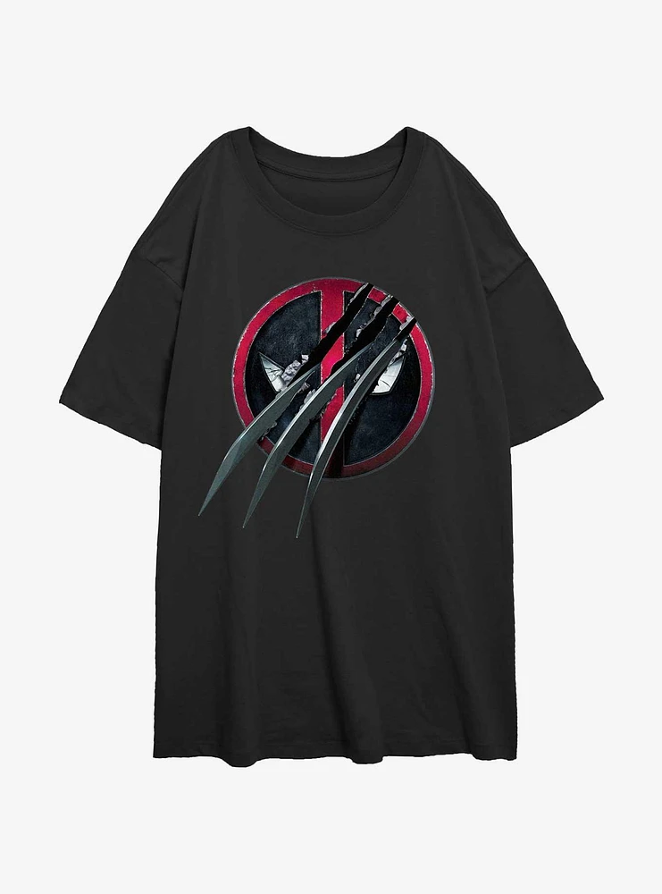 Marvel Deadpool & Wolverine Clawed Pool Womens Oversized T-Shirt